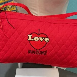 Red quilted Mahjongg tile bag